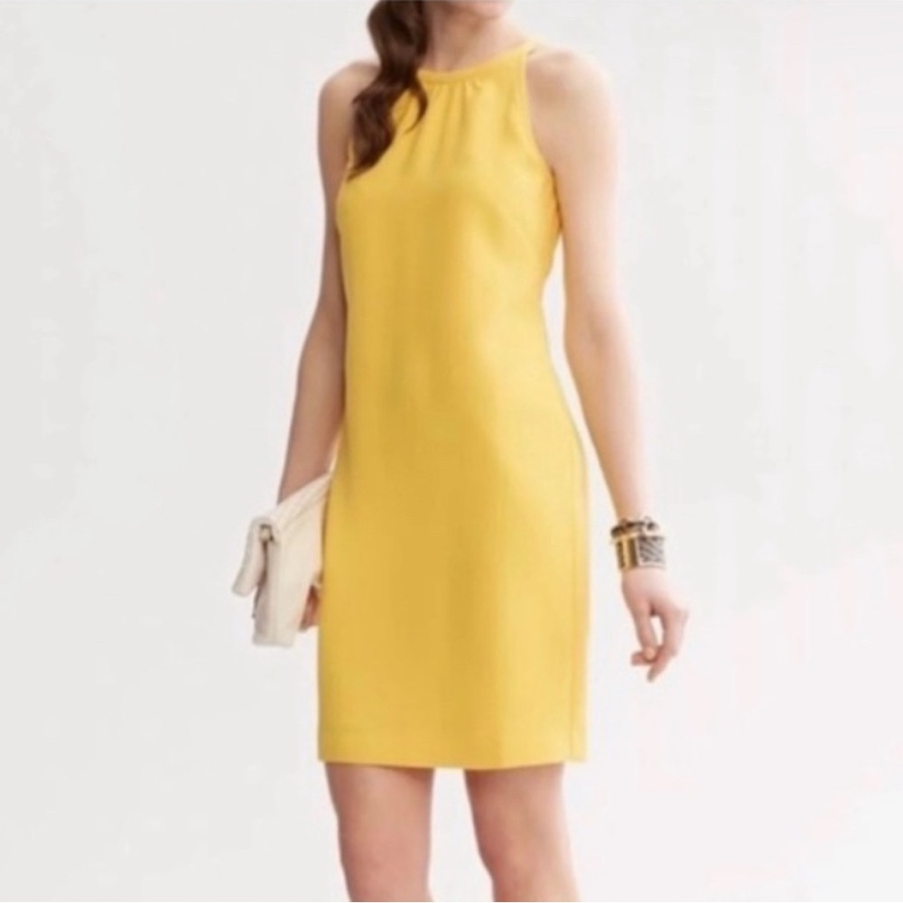 Banana Republic Lemon Drop Yellow Halter Neck Dress Size 0